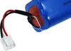 A close-up view of a blue battery pack with wires and a connector. Voir les images du produit