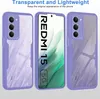 A collage of three images showing a purple phone case for a Xiaomi Redmi 15 5G. Produktbild-Vorschau