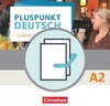 A book cover with people in the background, featuring text and graphics related to a German language learning product. Produktbild-Vorschau