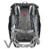The back of a backpack is shown, highlighting its ergonomic features and straps. Produktbild-Vorschau