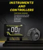 A digital display and a controller for an e-bike are shown against a dark background with yellow accents. Produktbild-Vorschau