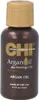 A small brown bottle of CHI Argan Oil with a gold cap. Produktbild-Vorschau