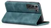 A teal flip case for a smartphone is shown open, revealing the phone's camera array. Produktbild-Vorschau