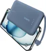 A blue Belkin power bank is charging an iPhone. Produktbild-Vorschau