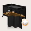 A black baby travel cot with an orange overlay highlighting a feature, and a diagram of layered material in a circle. Anteprima dell’immagine prodotto