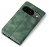A green flip case for a smartphone is shown from a diagonal top-down perspective against a white background. Produktbild-Vorschau