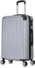 A silver suitcase with black accents and wheels, shown from a front-diagonal angle. Náhľad obrázku produktu