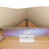 A computer desk is shown from a top-down perspective, with a diagram overlay indicating its triangular shape and dimensions. Náhled obrázku produktu