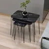 Sada stolků 'Rudkøbing' Set of 3 Square Marble Look Black Náhled obrázku produktu 1