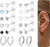 Set di orecchini ipoallergenici in argento e oro per donne Anteprima dell’immagine prodotto 1