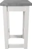 A side view of a small wooden stool or side table with a gray wooden top and white wooden legs. Náhled obrázku produktu