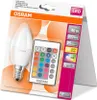 The image shows the packaging of an Osram LED light bulb with a remote control. Náhled obrázku produktu