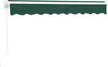A dark green awning with a white trim and a white crank arm, set against a white background. Anteprima dell’immagine prodotto