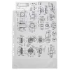 Technical drawings of mechanical parts are shown on a sheet of transparent plastic protector. The protector has punched holes on the left side. Voir les images du produit