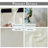 Collage of product details for curtains, showing attachment, fabric texture, and transparency. Produktbild-Vorschau