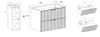 Technical drawings and dimensions of a bathroom cabinet and its drawers. Produktbild-Vorschau