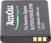 A close-up, angled view of a black mobile phone battery with white and green text and gold connectors. Produktbild-Vorschau