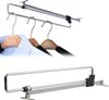 A collage showing two views of a retractable clothes hanging rod. Produktbild-Vorschau