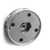 A close-up, top-down view of a circular metal component with screws and a central nut assembly. Produktbild-Vorschau