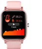 A close-up of a pink smartwatch displaying temperature readings and a graph. Voir les images du produit