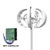 A vertical wind turbine generator and its MPPT controller are shown against a white background. Podgląd zdjęcia produktu