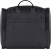 The back view of a dark gray toiletry bag with black accents. Produktbild-Vorschau
