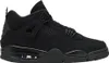 A studio shot of a black Nike Air Jordan 4 Retro sneaker. Náhľad obrázku produktu