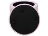 The underside of a round, upholstered stool with a pink and white pattern is shown. Produktbild-Vorschau