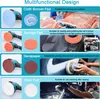 A collage of images showing different polishing pads and their applications on a car. Produktbild-Vorschau