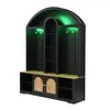 A black and wood-tone entryway cabinet with arched top and green LED lighting. Podgląd zdjęcia produktu
