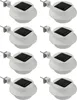 A collection of white solar-powered gutter lights arranged in a grid. Produktbild-Vorschau