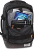A dark gray backpack with its main compartment open, showing various items inside. Podgląd zdjęcia produktu