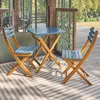 sweeek - Gartentisch aus Akazienholz, 2 Klappstühle - Blau Produktbild-Vorschau 6