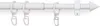 A white curtain rod with rings and clips, shown against a white background. Produktbild-Vorschau