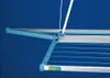A close-up view of a blue and silver clothes drying rack against a solid blue background. Anteprima dell’immagine prodotto