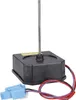 A black square motor with a silver rod extending upwards, connected to wires and a blue connector. Produktbild-Vorschau