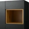 A close-up view of a modern black cabinet with a wooden interior shelf. Podgląd zdjęcia produktu