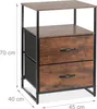 Comodino Relaxdays Industrial, 2 ripiani, 2 cassetti, Anteprima dell’immagine prodotto 4