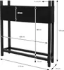 A diagram showing the dimensions of a metal firewood rack with a cover. Produktbild-Vorschau