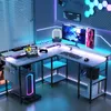 A gaming desk setup with multiple monitors, a computer tower, and LED lighting. Náhled obrázku produktu