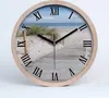 Holzuhr 30fi cm wanduhr - schwarze Spitzen - Strand Produktbild-Vorschau 1