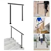 Collage of images showing black handrails for stairs in various settings, including indoors and outdoors, and on different types of stairs. Produktbild-Vorschau