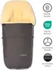 A baby footmuff with various certification icons and color swatches on the right side. Produktbild-Vorschau