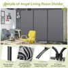 A living room scene with a grey room divider, yellow chair, and other furniture. Produktbild-Vorschau