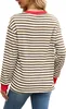 ASKSA Damen T-Shirt Rundhals Langarm Shirts Gestreift Basic Produktbild-Vorschau 4