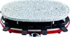 A close-up view of a red raclette grill with a granite cooking surface. Produktbild-Vorschau