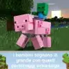 A Minecraft pig with a zombie baby riding on its back in a grassy field with a sunset in the background. Anteprima dell’immagine prodotto