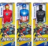 Three boxes of Marvel Avengers action figures are displayed side-by-side. Each box features a different hero: Iron Man, Captain America, and Black Panther. The boxes also show artwork of multiple Avengers characters and the Avengers logo. Produktbild-Vorschau