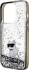 A transparent phone case with glitter and a cartoon cat design. Produktbild-Vorschau