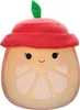A plush toy shaped like an orange with a red hat and a green leaf on top. Podgląd zdjęcia produktu
